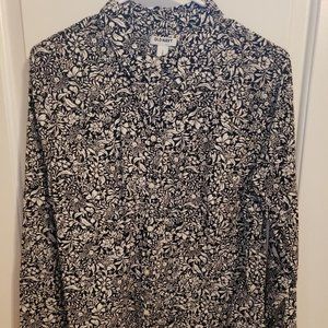 Old Navy Black/White Print Long Sleeve Blouse